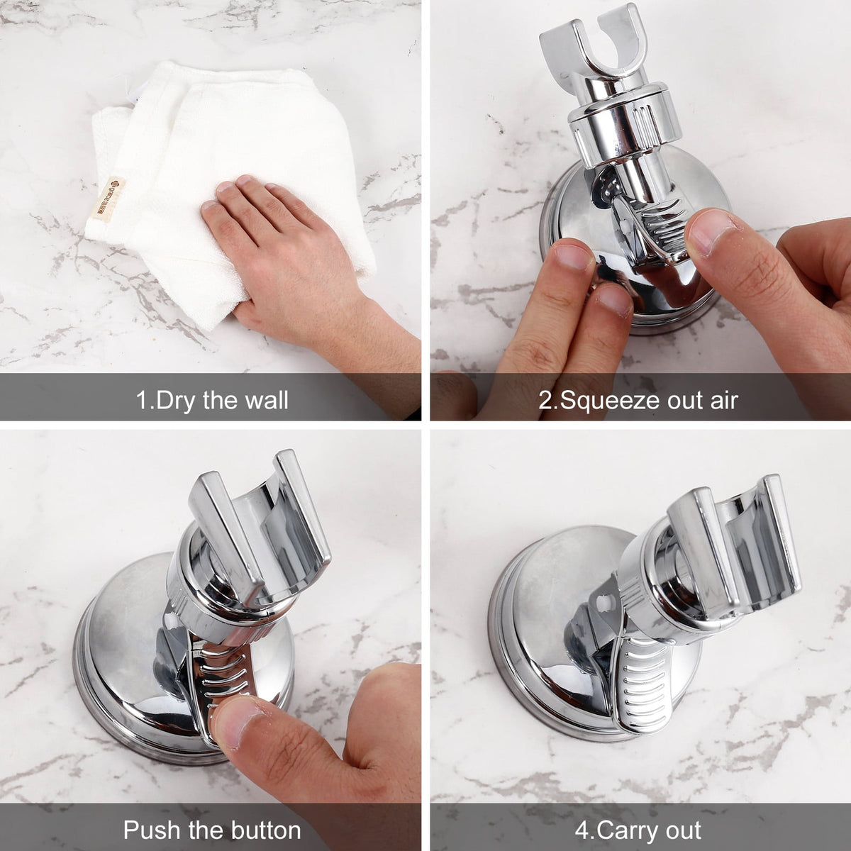 2 Pcs Adjustable Shower Head Holder, Removable Suction Cup Shower Head Bracket, No Drill Shower Head Bracket with Chr... - Image 6