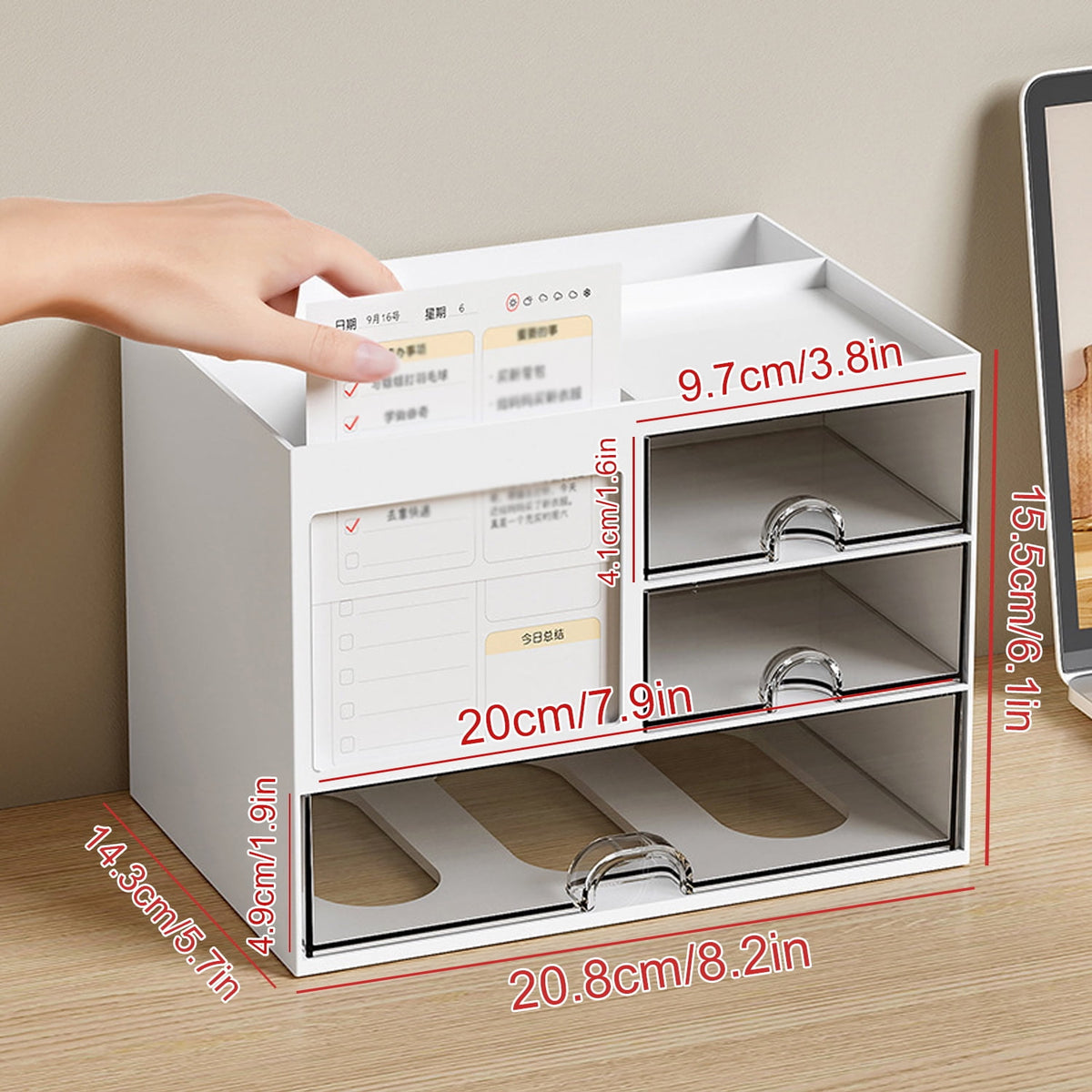 with 3 Drawers, Pencil Pen Holder for ,Office Storage, 8.185.626.1 in - Image 6