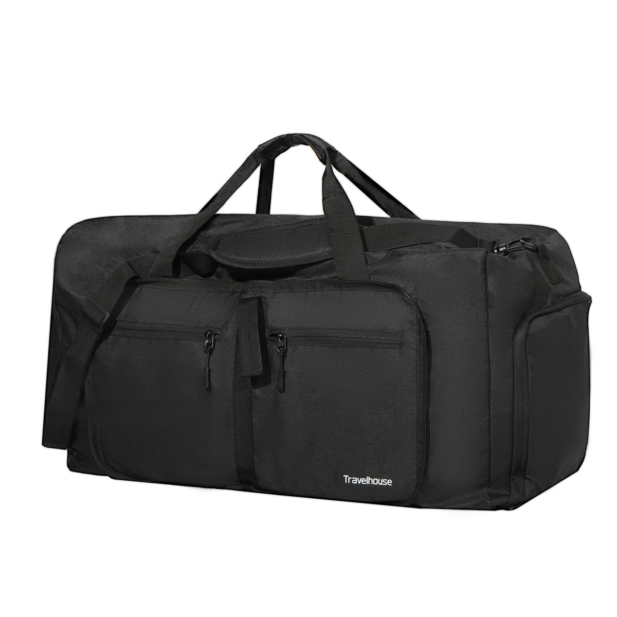 Foldable Travel Duffle Bag for Men Women with Shoes Compartment Waterproof,Black - Image 6