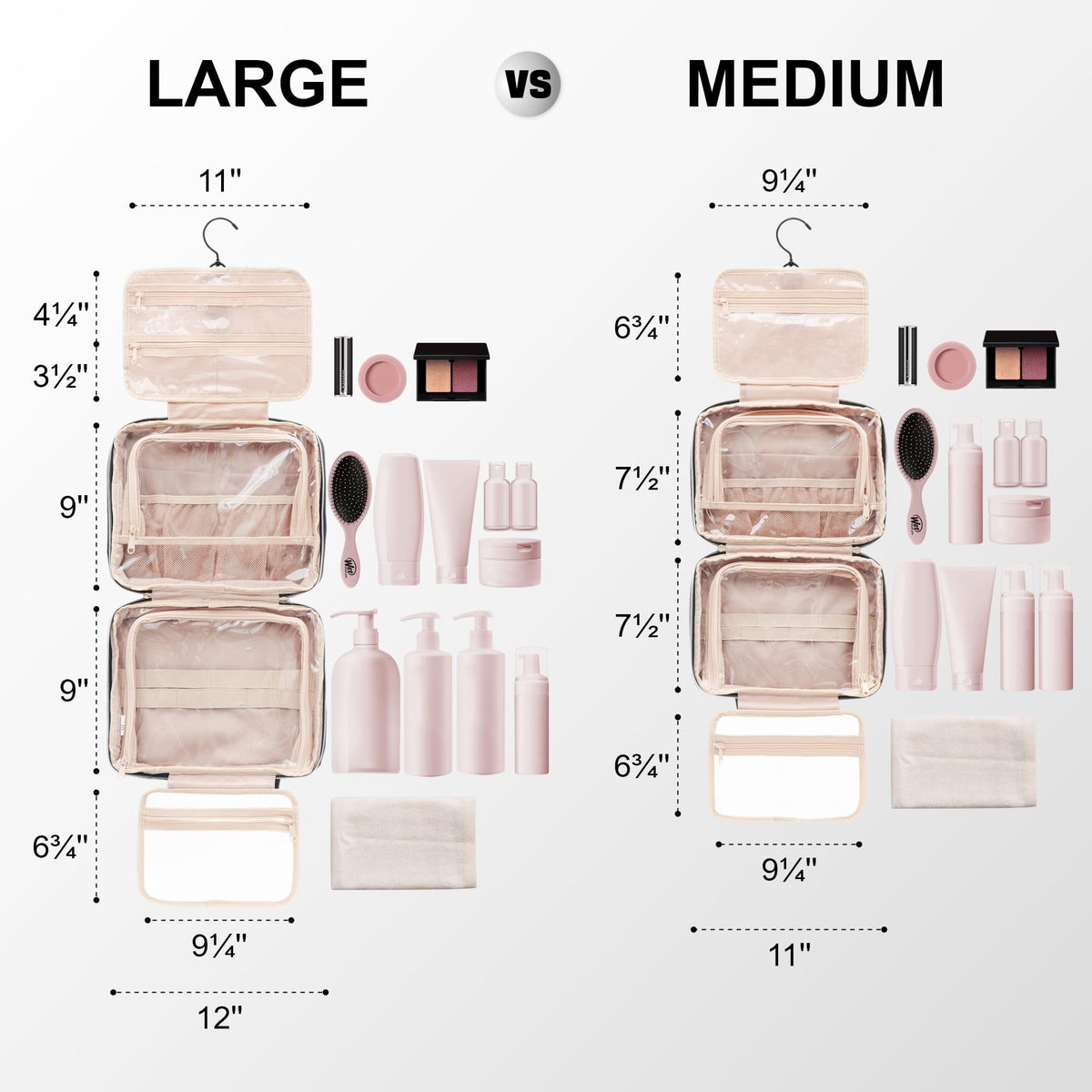 Large Toiletry Bag, Travel Makeup Bag for Women Hanging Cosmetic Bag, Full Sized Organizer for Essentials Accessories... - Image 3