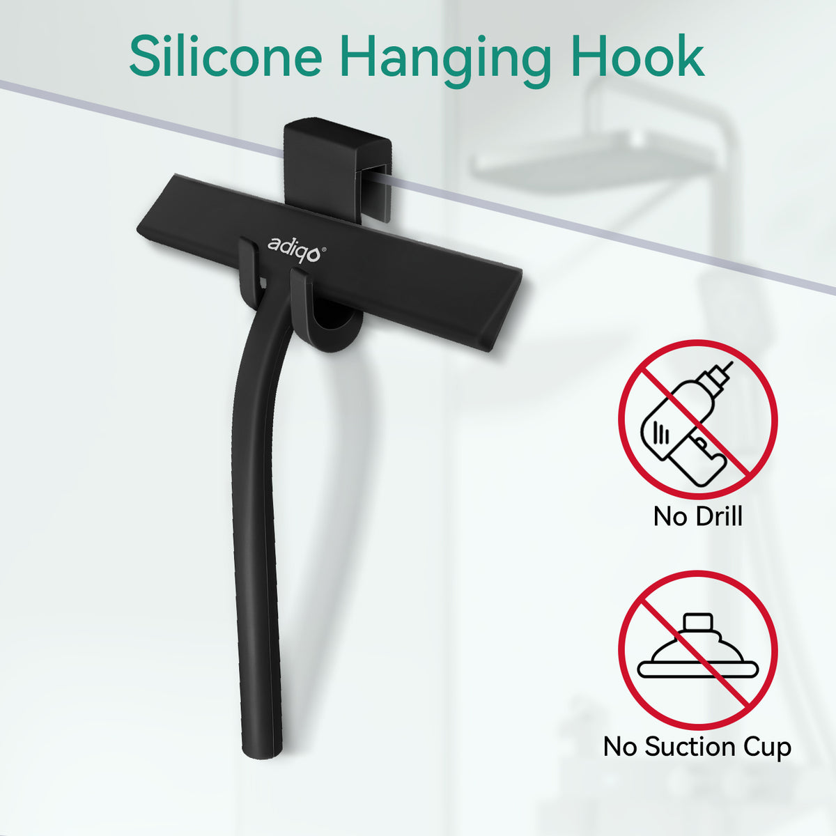 9" Silicone Shower Squeegee for Bathroom, Shower Doors, Mirrors - 100% Streak Free, Matte Black - Image 4