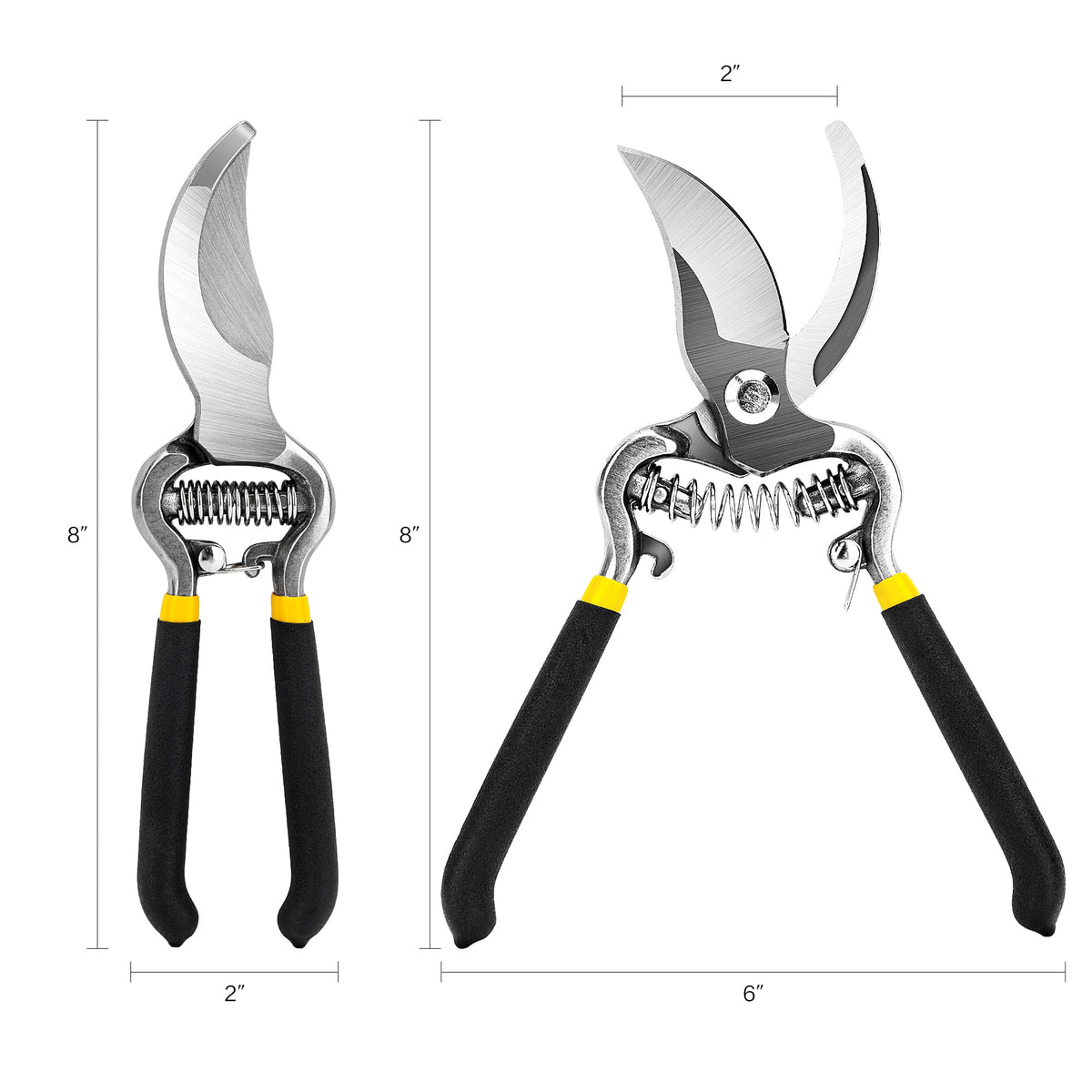 Shears, 8" Bypass Gardening Pruner, Scissors, Clippers, Black - Image 3