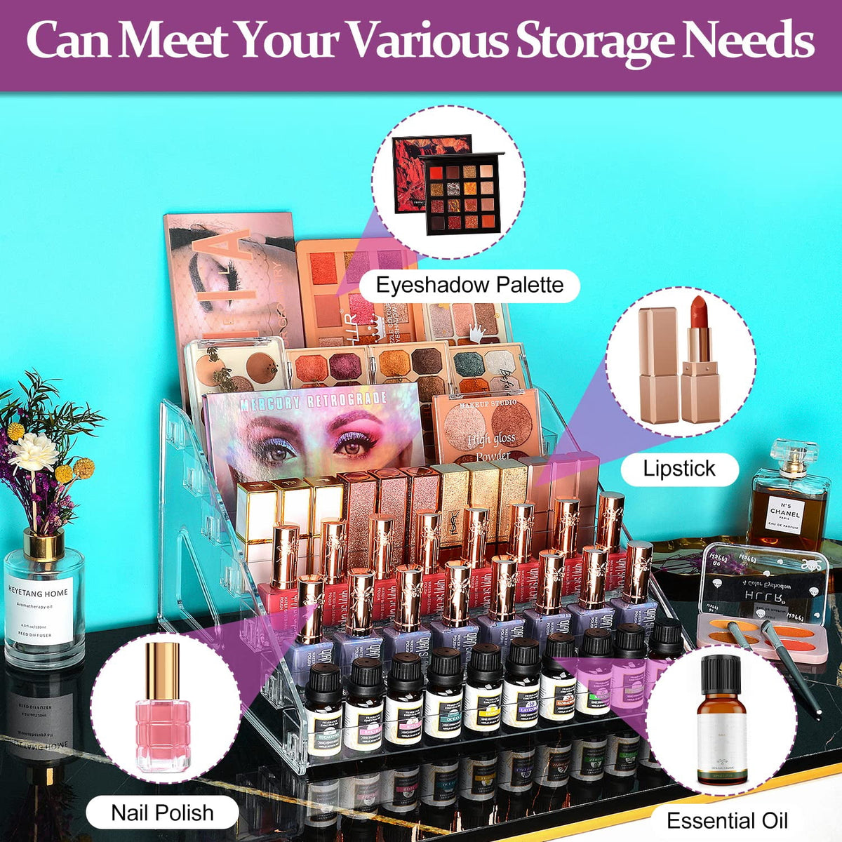 7-Tier Clear Acrylic Organizer for Nail Polish, Essential Oils & Small Bottles - Image 3