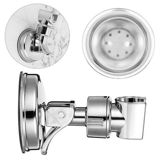 2 Pcs Adjustable Shower Head Holder, Removable Suction Cup Shower Head Bracket, No Drill Shower Head Bracket with Chr...