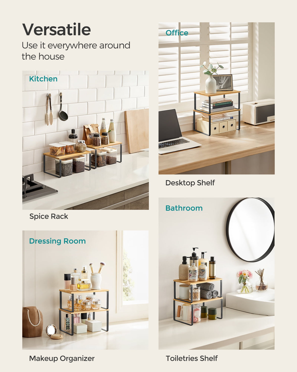 2 Pack Cabinet Organizers Shelf, Spice Rack, Kitchen Counter Shelves, Kitchen Storage - Image 3