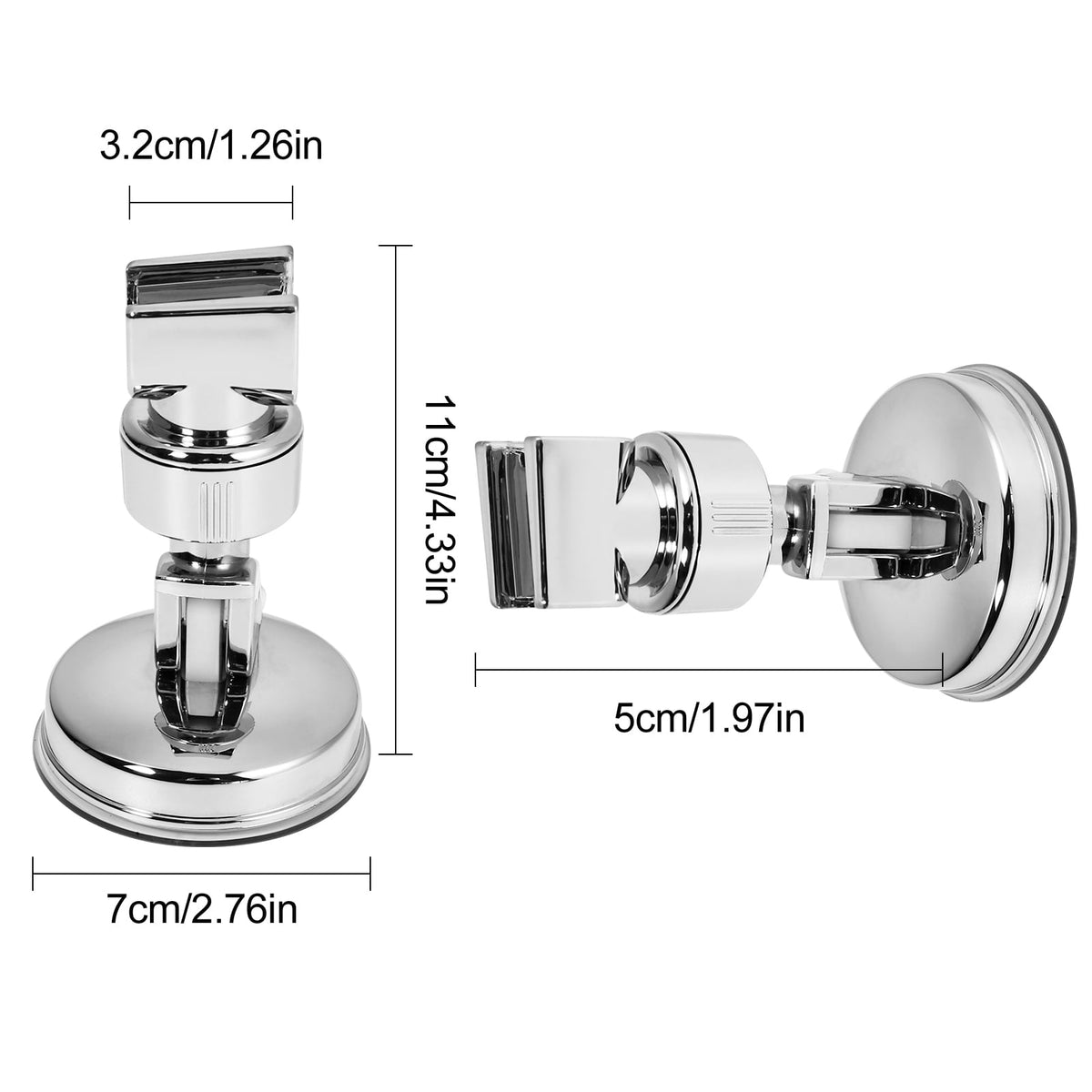 2 Pcs Adjustable Shower Head Holder, Removable Suction Cup Shower Head Bracket, No Drill Shower Head Bracket with Chr... - Image 4