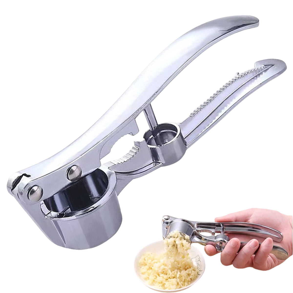 5-in-1 Stainless Steel Garlic Press, Heavy Duty Mincer and Crusher with Nut/Cherry Pitter, Ergonomic Rocking tool for... - Image 2