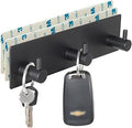 VIRFIN Key Holder for Wall with 2 Self-Adhesive Tapes, No Damage Key Holder Rack for Wall with 3 Key Hooks for Entryway, Door, Bathroom, Kitchen(Black)