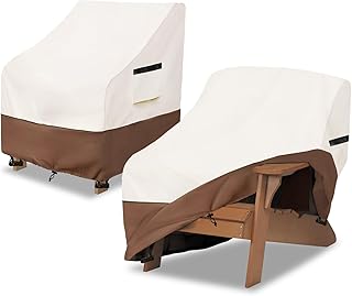 Adirondack Chair Cover 2 Pack,Waterproof Heavy Duty Patio Furniture Covers,Patio Adirondack Chair Covers for Outdoor Chairs(30 W x 34 D x 36 H inches) Beige & Brown
