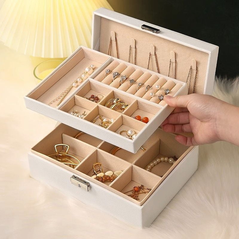 with Removable Design, Exquisite Case for Travel , PU Leather Organizer, Lockable Earrings Ring Necklace Storage, Bir... - Image 3