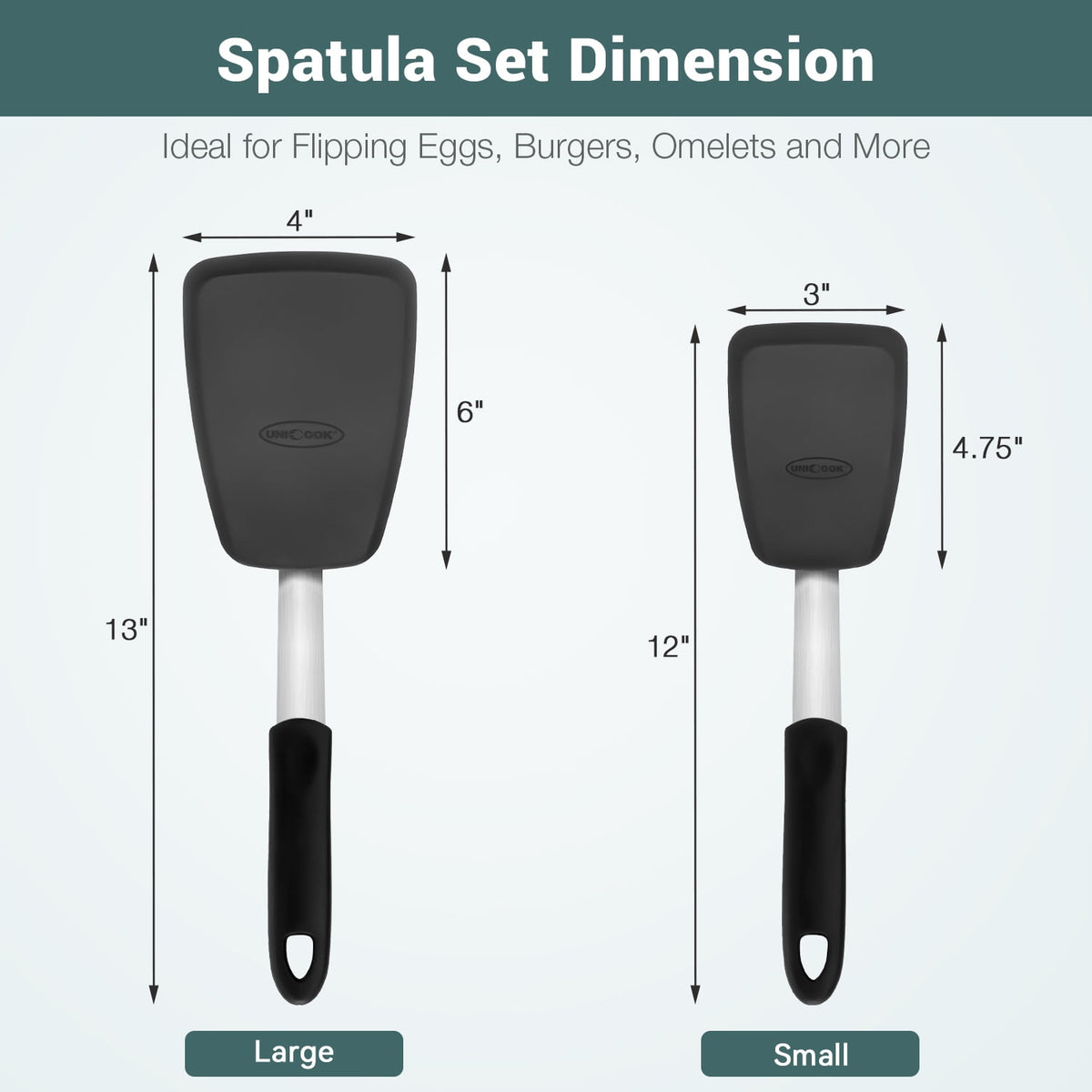 Silicone Spatula, Pancake Turner Set of 2, 600℉ Heat Resistant Spatula Turners for Nonstick Cookware, Kitchen Cooking... - Image 5