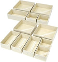 DIMJ Drawer Organizer Clothes, 12 Pack Dresser Organizer, Foldable Closet Organizers and Storage, Fabric Dresser Bins, Drawer Dividers for Nursery, Baby Clothes, Underwears, Sock (Beige)