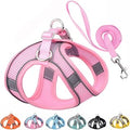 Small Dog Harness and Leash Set, No-Pull Reflective Puppy Harness for Outdoor Walking, Breathable Mesh Girl Cats Vest for XXS Xs Small Medium Female Pet Dogs, Pink XXS