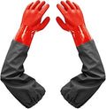 Haiou Long Arm Waterproof Gloves - Red Rubber Gloves for Men and Women (25 inches, Large, Red)