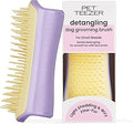 Pet Teezer Detangling Dog Grooming Brush, Dry Brush & Dog Bath Brush for Wet or Dry Fur & Light Shedding Breeds, Small, Lilac/Yellow