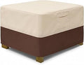 Vailge Rectangle Patio Ottoman Cover, Waterproof Outdoor Ottoman Cover with Padded Handles, Patio End Table Cover, Heavy Duty Patio Furniture Covers (Medium,Beige & Brown)