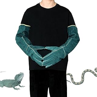 23inch Animal Handling Gloves, Animal Control Gloves Bite Resistant Snake Proof Cowhide Reinforced Leather Protection Dog Training Glove for Cats Scratch Reptiles Birds Falcon Grabbing