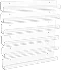 upsimples 6 Pack Narrow Clear Acrylic Shelves, 12" x 1.7" Small Wall Shelf for Nail Polish, Vinyl Wall Mount, Record Holder, Magazine Rack, Comic Display, Picture Ledge Shelf