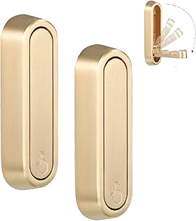 Dntorx Folding Coat Hooks, 2 Pcs Foldable Gold Wall Hooks Heavy Duty Foldable Hook Bathroom Towel Hooks Robe Hooks Wall Mounted for Hanging Coat Towels Clothes Hat Bags Keys