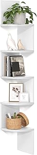 VASAGLE Custos Collection - Corner Shelf Wall Mount, 5-Tier Floating Corner Bookshelf, Plant Shelf for Bedroom, Living Room, Bathroom, Home Office, Cloud White ULBC72WT