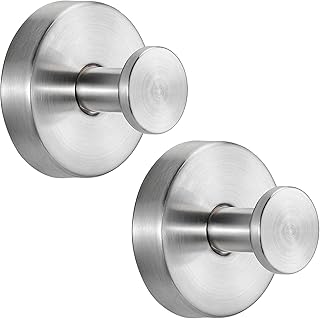 Suction Cup Hooks for Shower No-Drill Bathroom Hooks for Towels, Robes, Loofah Mountable on Bathroom Walls, Kitchen, Glass, Mirrors, Tile and Smooth,Non-Porous Surfaces (2, Brushed Nickel)