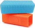 2 Pieces Pet Dog Cat Hair Remover, Block Roller Cleaner, Hollow Silicone Cleaner Brush for Sofa, Car Interiors, Furnishings, Carpets, Bedding or Any Fabric (Orange, Blue)