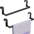 STWWO Over the Door Towel Rack, Kitchen Towel Holder Over Cabinet Door Towel Bar Stainless Steel for Cupboard for Kitchen Dish Towel Holder Hanger Rv Towel Rack, 2 Pack (Black)