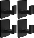VAEHOLD 4 Pack Adhesive Towel Hooks, Heavy Duty Wall Hooks Aluminum Hooks Stick on Door, Kitchen, Bathroom for Hanging Coat, Hat, Towel, Robe, Clothes (Black)