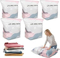 5 Pcs No-Pump Vacuum Storage Bags, Pump-Free Large Capacity Vacuum Storage Bags, Large Vacuum Compression Bags without a Pump for Clothes Bedding Comforters Off-Season Gear (M, 5PCS)