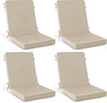 Summsun Outdoor Dining Chair Cushions 4 Pack, Water Resistant High Back Patio Seat Cushion Set with Ties, Removable Covers, Non-Slip Bottom for Garden Lawn Patio Furniture, 44 x 20 Inch, Cream
