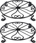 NSYOOMH 2 pack 10" Rustproof Black Metal Plant Stands Heavy Duty Plants Holder Outdoor Indoor, Round Wrought Iron Sturdy Flower Planter Pot Stand, Corner Gardening Inside Potted Plant Risers - 10Inch