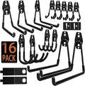 KOFANI Steel Garage Storage Hooks - 16 Pack Anti-Slip Coating, Heavy Duty Wall Mount Hooks for Hanging Bike, Ladder, Garden Tools