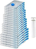 Basics Vacuum Storage Bags with Hand Pump for Travel, Space Saving Compression Bags for Clothes, Clothing, Blankets and Duvets, Clear, 20 Pack (5 Small, 5 Medium, 5 Large & 5 Jumbo)