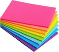 Eastern Wolf 8 Pads Lined Sticky Notes 4x6 in, Sticky Notes with Lines, Self-Stick Note Pads 8 Bright Multi Colors, 35 Sheet/Pad