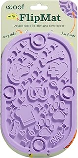 WOOF FlipMat Mini- Easy-to-Clean Lick Mat for Small Dogs & Travel - Slow Feeder Mat with Double-Sided-Non-Slip Design - BPA-Free Silicone - Lick Mat - Interactive Dog Toys - Lavender