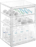 ERTIUANIO Baby Bottle Organizer – 3 Tier Acrylic Bottle Storage Organizer container, Clear Plastic Bottle Station Organizers Drawers for Countertop Kitchen Cabinet Vanity, Bathroom, Gifts for New Mom