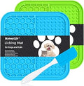 MateeyLife 2PCS Small Lick Mat for Dogs and Cats, Licking Mats for Dog Anxiety Relief, Cat Peanut Butter Lick Pad for Boredom Reducer, Dog Treat Mat Perfect for Bathing Grooming Blue&Green