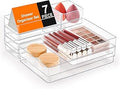 SMARTAKE 7-Piece Drawer Organizer with Non-Slip Silicone Pads, 4-Size Desk Drawer Organizer Trays Storage Tray for Makeup, Jewelries, Utensils in Bedroom Dresser, Office and Kitchen (Clear)