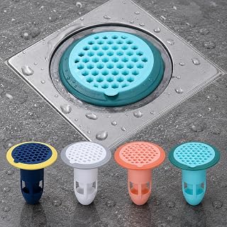 4-Pack Shower Drain Odor Isolator, Floor Drain Hair Catcher with Backflow Preventer, Honeycomb Sewer Strainer Cover for Kitchen Bathroom Toilet