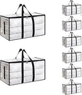 8 Pack-Extra Large Heavy Duty Moving Bags - Waterproof Storage Totes with Handles & Zippers, Foldable for College Dorm, Storage (Clear)