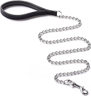 Heavy Duty Dog Leash,Metal Dog Chain Leash with Padded Handle for Large & Medium Size Dogs (6 ft. x 3.0 mm (25-120 lbs.))