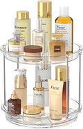360 Rotating Makeup Organizer – 2 Tier Lazy Susan Turntable Organizer, Clear Bathroom Counter Organizer for Vanity, Spinning Skincare Perfume Tray for Bathroom, Dresser, Kitchen Cabinet
