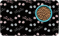 Patterned Cat & Dog Bowl Mat for Food and Water, 12"×20" Quick Dry Absorbent Pet Feeding Mat, Eco-Friendly Dog Placemat