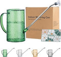 Watering Can for Indoor Plants, Water-Ripple Design Small Plastic Plant Watering Can with Long Spout and Detachable Shower Head for Houseplants, Flowers, and Succulents, 34oz, Forest Green