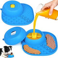 Dog Licking Bowl with Rolling Ball - 2-in-1 Anti-Slip Slow Feeder Dog Bowls w/Lick Mat for Liquid and Thick Treat, 150ml Licking Bowl for Anxiety Relief, Fits Small Medium Large Dogs & Cats Blue 1Pcs