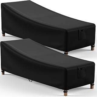 Mrrihand Chaise Lounge Cover, Patio Furniture Covers, Patio Lounge Chair Cover Waterproof and UV Resistant, Heavy Duty Outdoor Furniture Covers with Air Vent 2 Pack - 76L x 32W x 32H inch