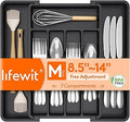 Lifewit Expandable Silverware Organizer, Plastic Utensil Tray for Kitchen Drawer, BPA Free Flatware Cutlery Holder, Space-Saving Storage for Spoons Forks Knives, 8.5-14 x 12 x 1.5 inch, Black