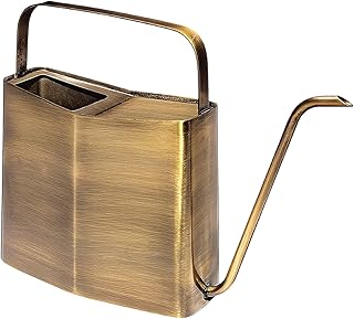 Modern Sprout Brass Finish Plant Watering Can - 3L Capacity - Long Spout Stainless Steel Vessel for Outdoor & Indoor Plants - Rust Resistant - Garden Accessory for Houseplants & Decorative Use