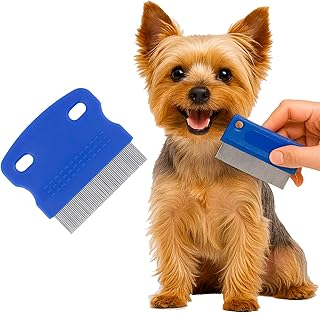 Tear Stain & Flea Remover Comb Set for Dogs & Cats – Stainless Steel Eye Grooming Tool for Stains, Crust & Mucus – Gentle, Safe, Reusable – Pack of 2