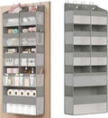SONGMICS Over-the-Door Organizer, 9-Compartment Door Hanging Storage Shelf, Foldable Closet Hanging Organizer, Heavy-Duty, Metal Hooks, Transparent, Dove Gray URDH009GD01